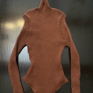 Dark Brown Turtle Neck Bodysuit